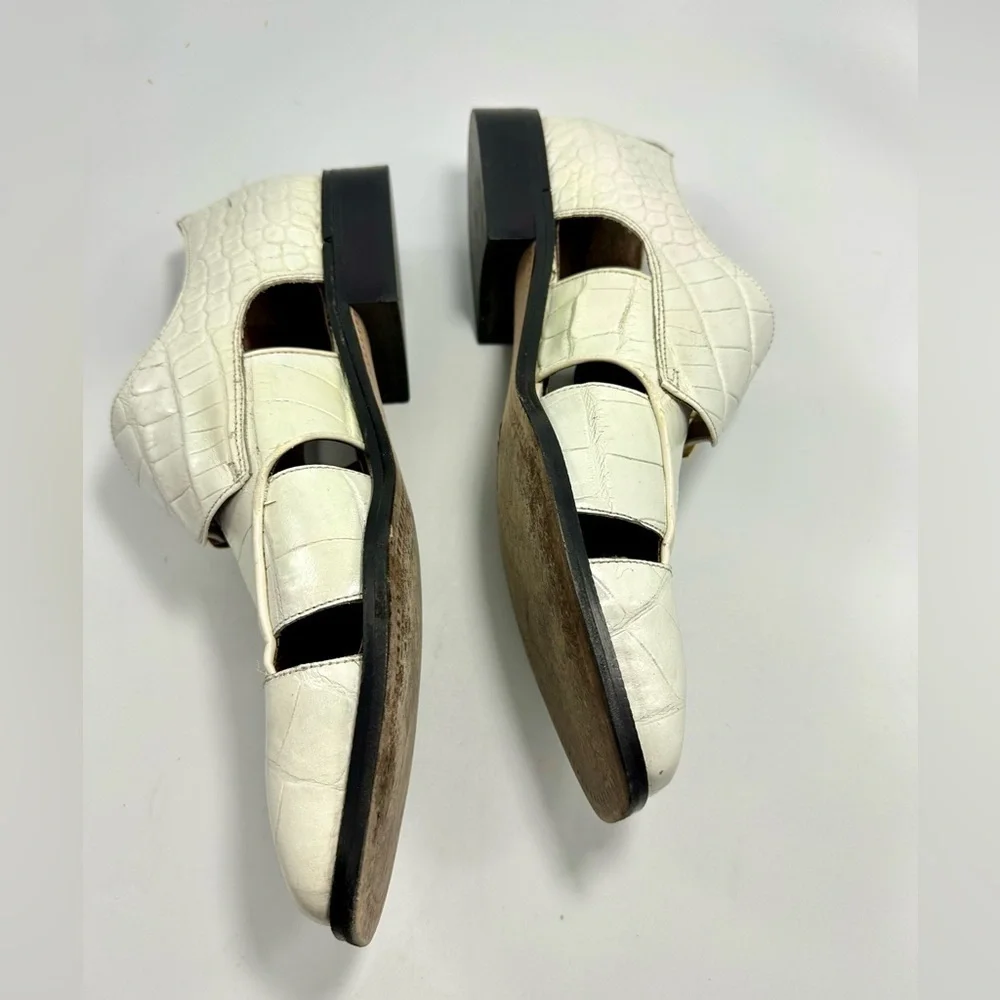 Marco Vicci white croc embossed city sandal loafers size 10.5